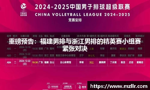 重磅预告：福建男排与浙江男排的精英赛小组赛紧张对决